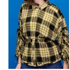 Free people  green,black blouse